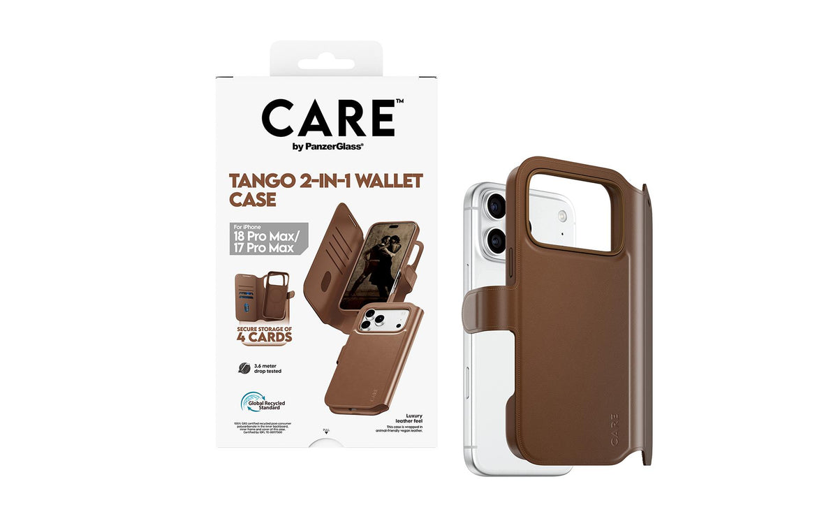 PanzerGlass CARE Tango Wallethülle – für Apple iPhone 18 Pro Max / iPhone 17 Pro Max, MagSafe, PC, Braun