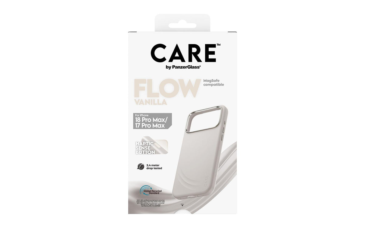 PanzerGlass CARE Flow Backcover – für iPhone 18 Pro Max / 17 Pro Max, Silikon, Vanilla, bis 3,6 m Sturzsicher