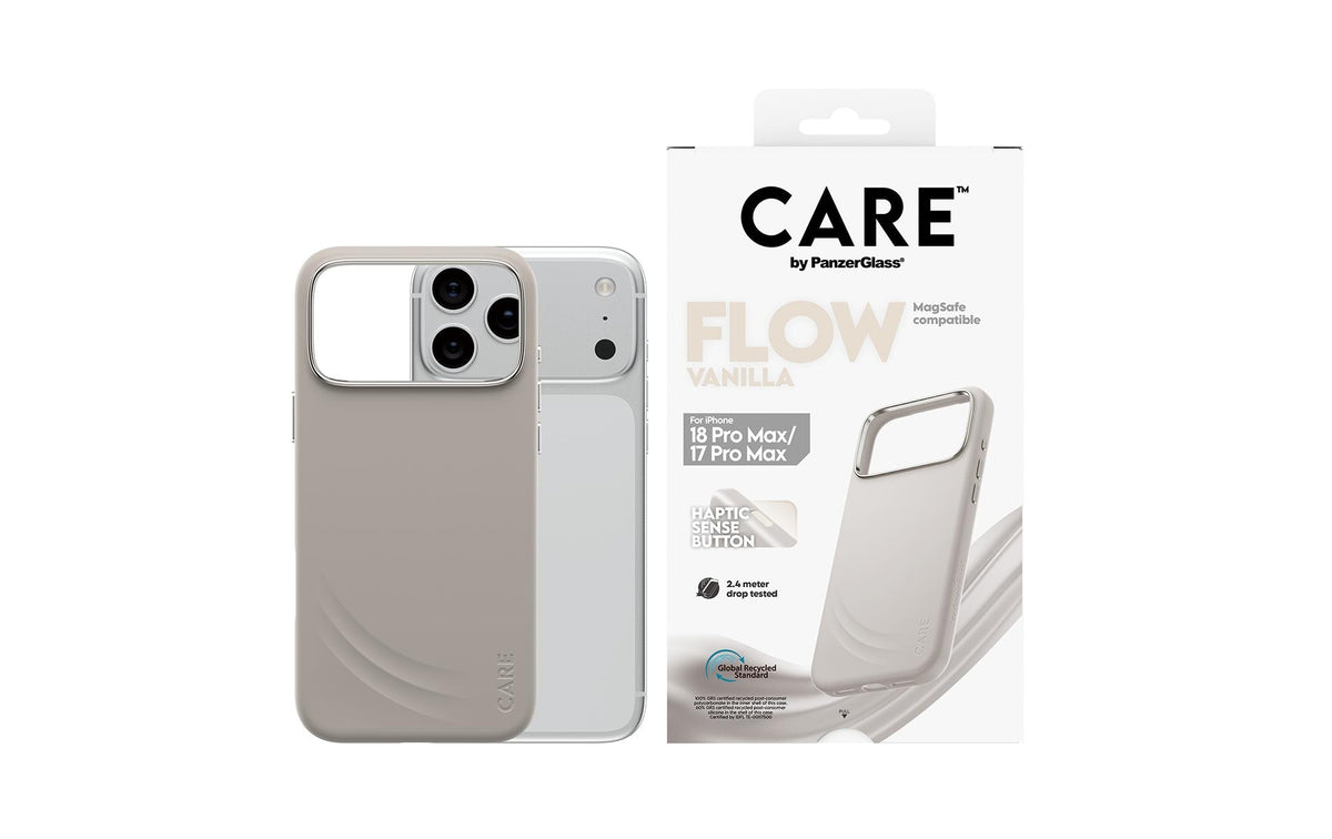PanzerGlass CARE Flow Backcover – für iPhone 18 Pro Max / 17 Pro Max, Silikon, Vanilla, bis 3,6 m Sturzsicher