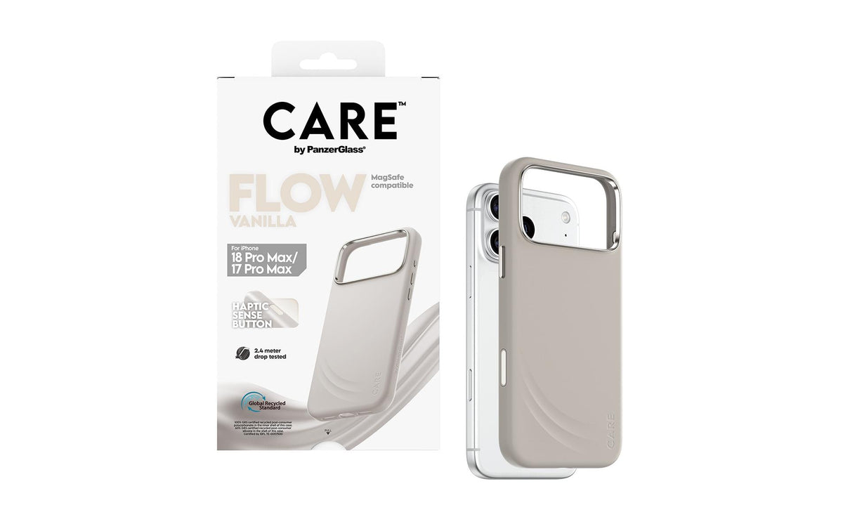 PanzerGlass CARE Flow Backcover – für iPhone 18 Pro Max / 17 Pro Max, Silikon, Vanilla, bis 3,6 m Sturzsicher