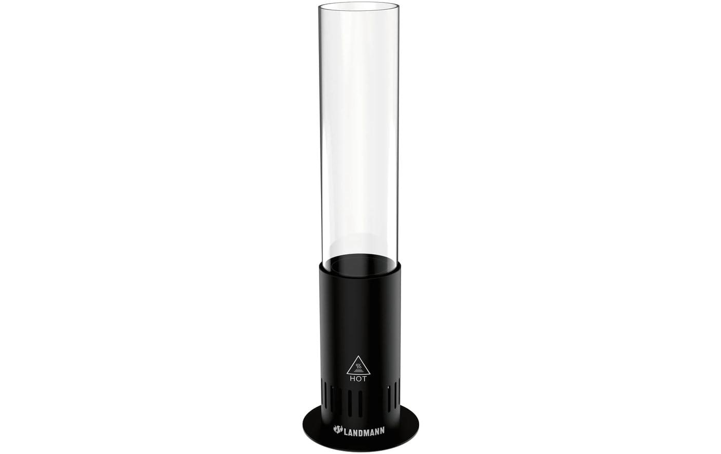 Landmann Tischleuchte Pelletfackel – 53 cm, schwarz, Edelstahl/Sicherheitsglas, Ascheauffangbehälter