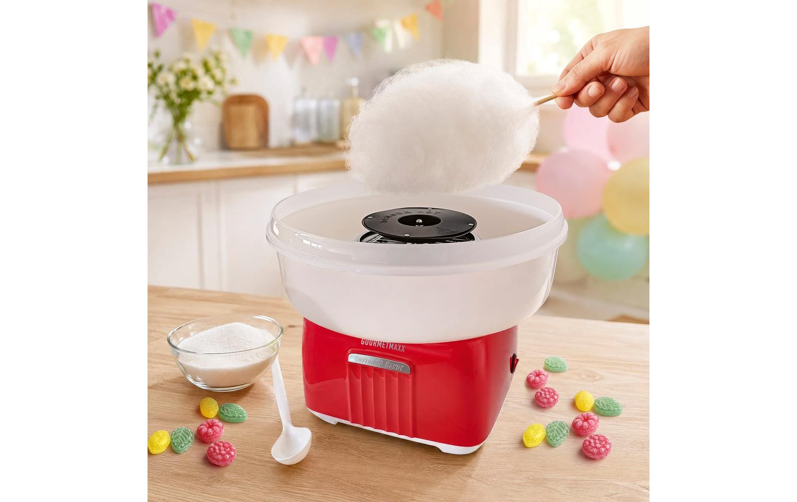 Gourmetmaxx Zuckerwatte-Maschine – 500 W – weiss/rot