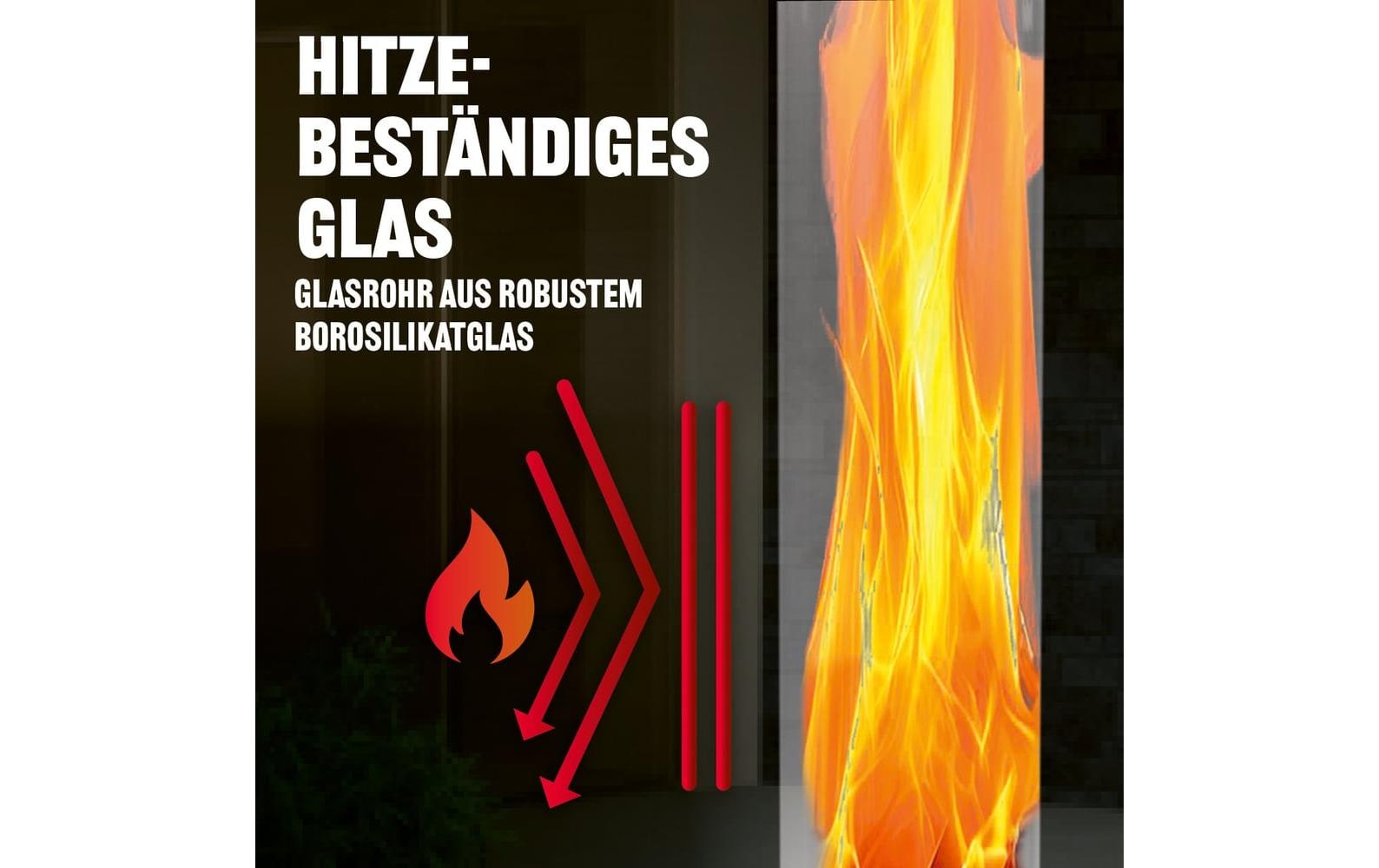 Landmann Tischleuchte Pelletfackel – 53 cm, schwarz, Edelstahl/Sicherheitsglas, Ascheauffangbehälter