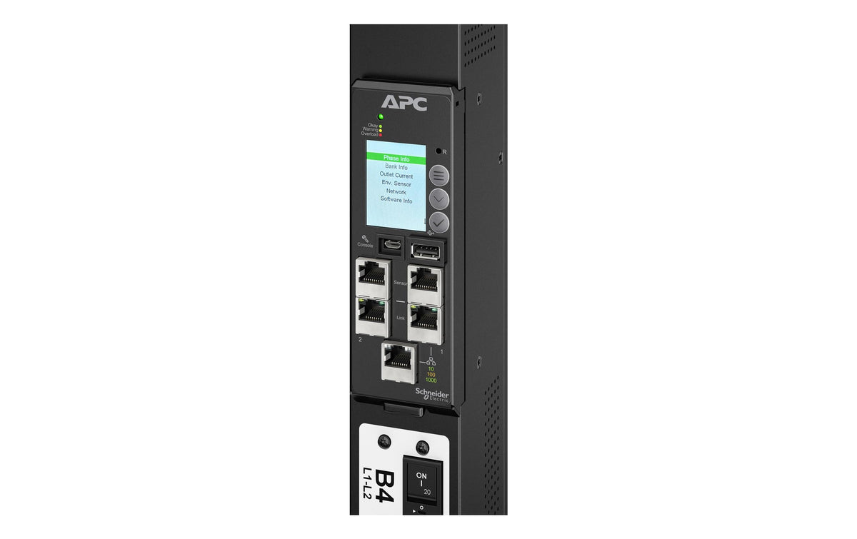 APC APDU11350MO PDU Metered 34,6 kVA – Display, Dreiphasig 400 V/60 A – für Rackmontage (0U) – C13/C15/C19×48