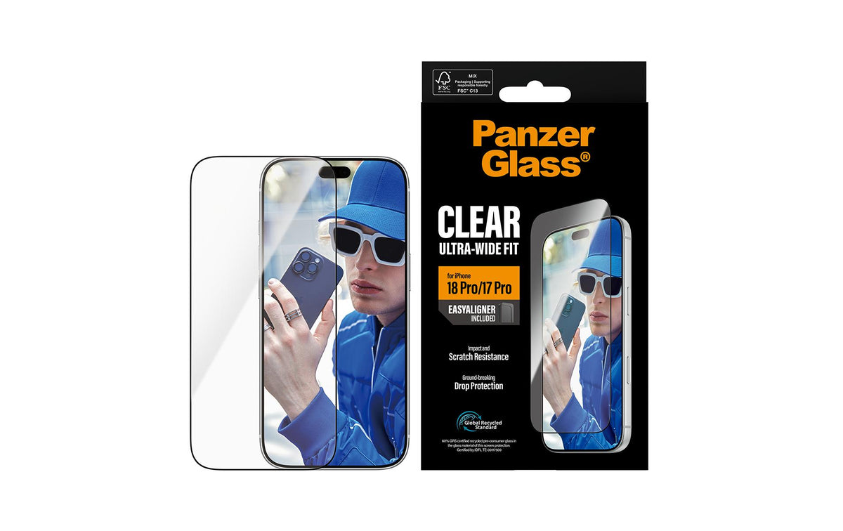 PanzerGlass Displayschutz (Folie), Ultra-Wide Fit – für iPhone 18 Pro/17 Pro – mit Applikator