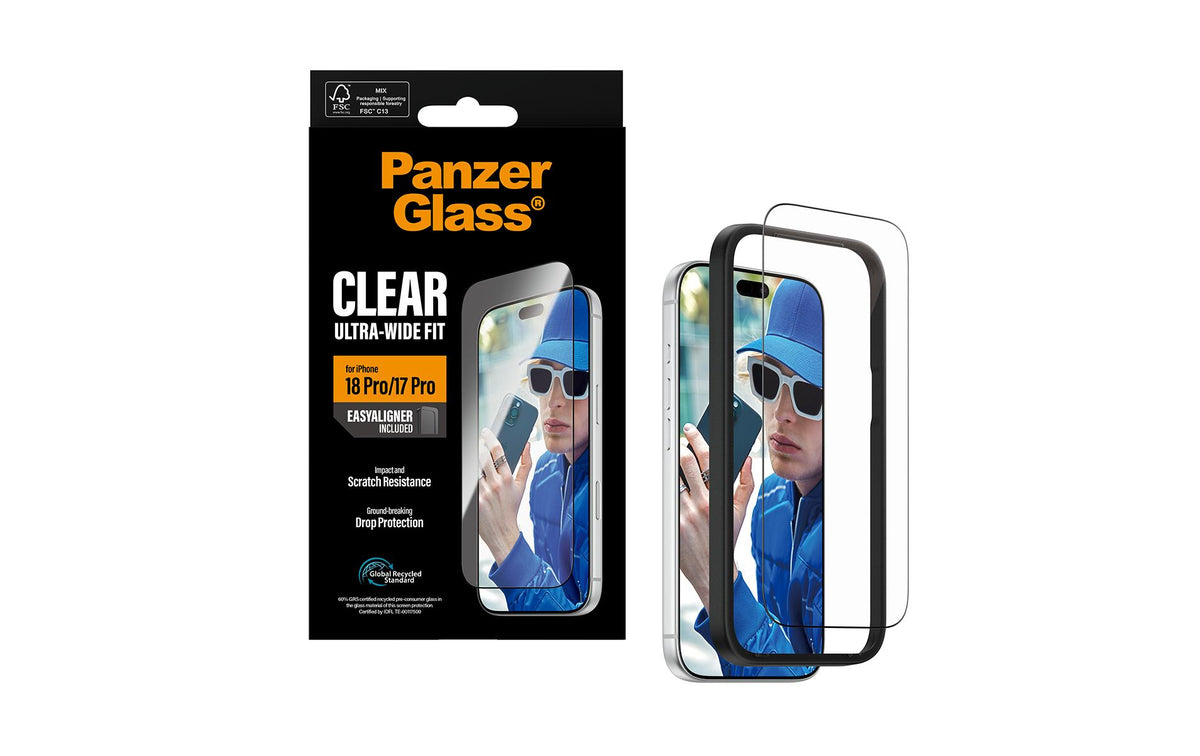 PanzerGlass Displayschutz (Folie), Ultra-Wide Fit – für iPhone 18 Pro/17 Pro – mit Applikator