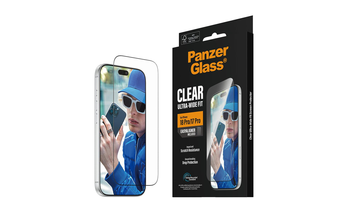 PanzerGlass Displayschutz (Folie), Ultra-Wide Fit – für iPhone 18 Pro/17 Pro – mit Applikator
