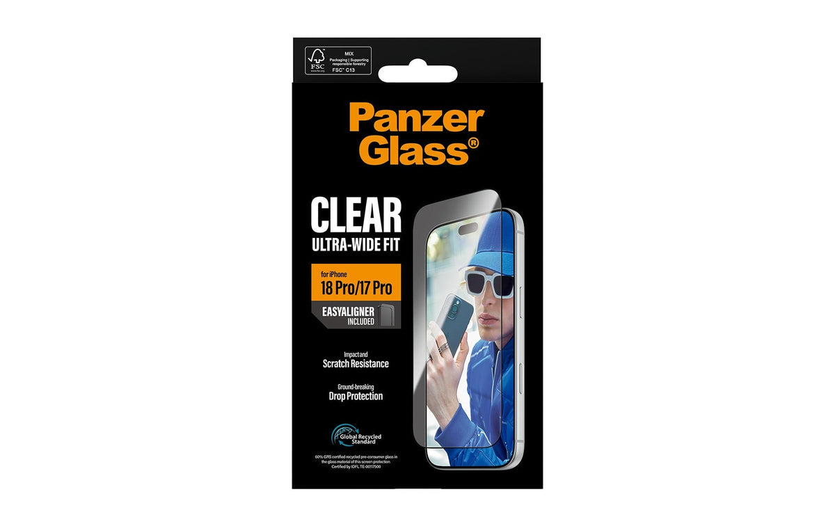 PanzerGlass Displayschutz (Folie), Ultra-Wide Fit – für iPhone 18 Pro/17 Pro – mit Applikator