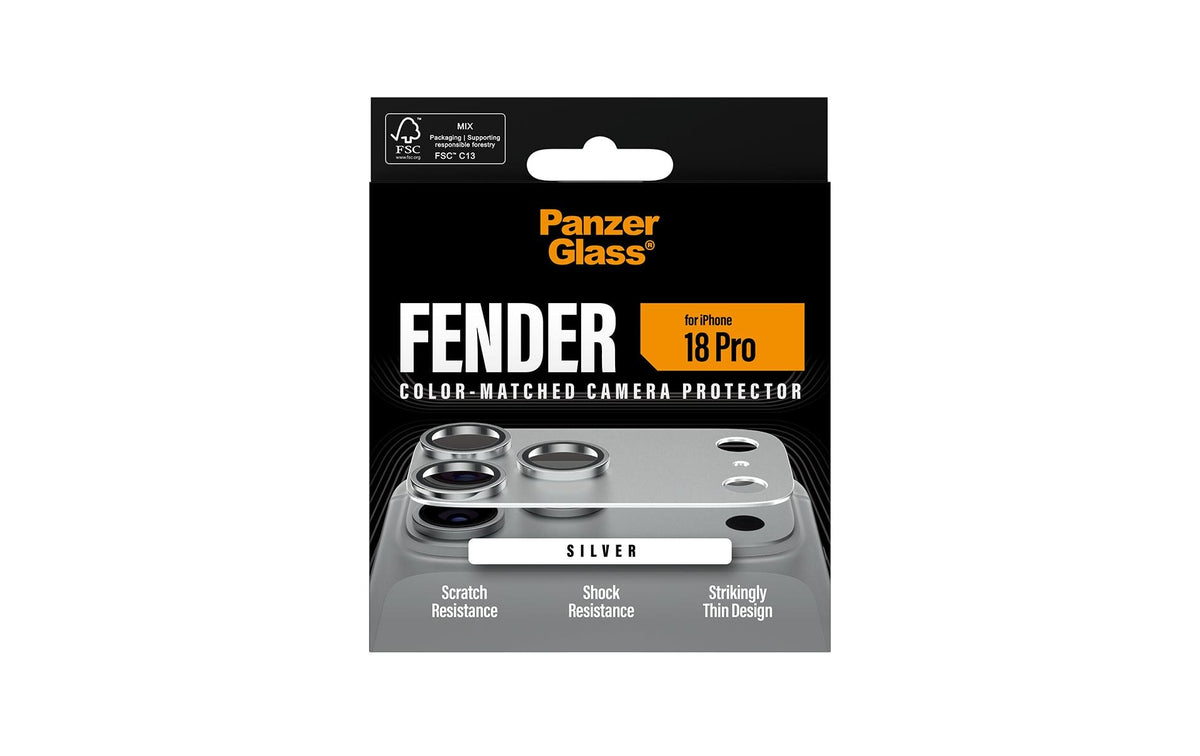 PanzerGlass Kameralinsenschutz – für iPhone 18 Pro – Silber, Silikon