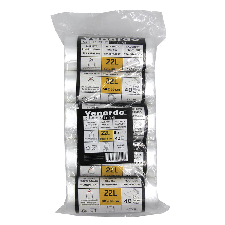 NoName Mehrzweckbeutel – 22 l, HDPE, transparent, 9 µm, 500 × 560 mm, 40 Stk