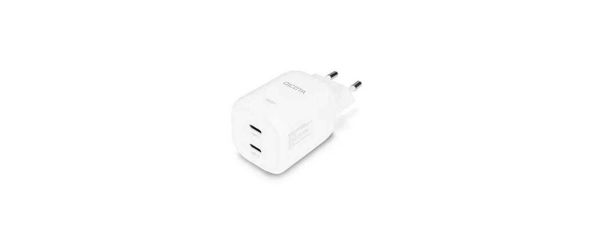 DICOTA USB-Wandladegerät 100 W – USB-C×2 – GaN, EU-Stecker (Typ C), Weiss