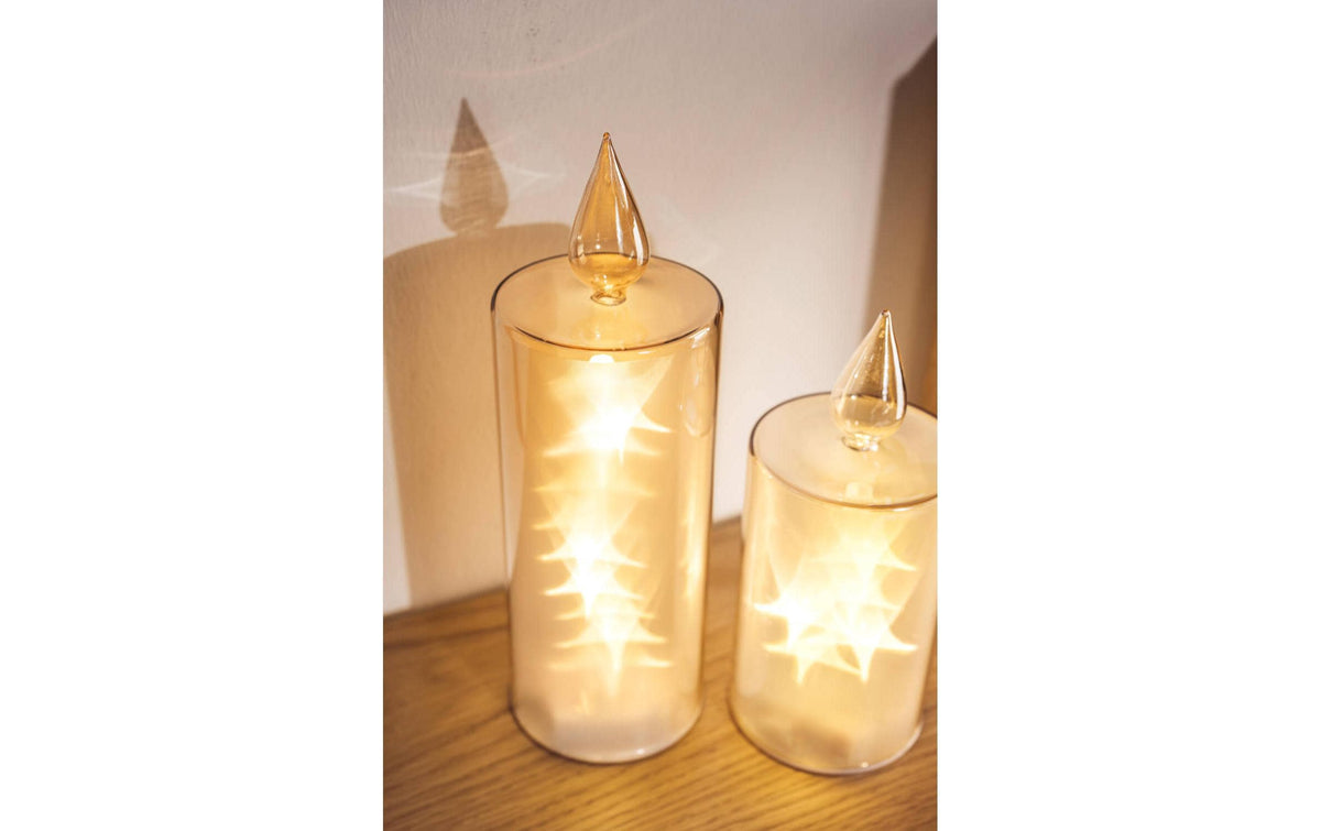 LEONARDO Riposa LED-Kerze – Ø 9 × 27 cm – Glas & Kunststoff, Gold