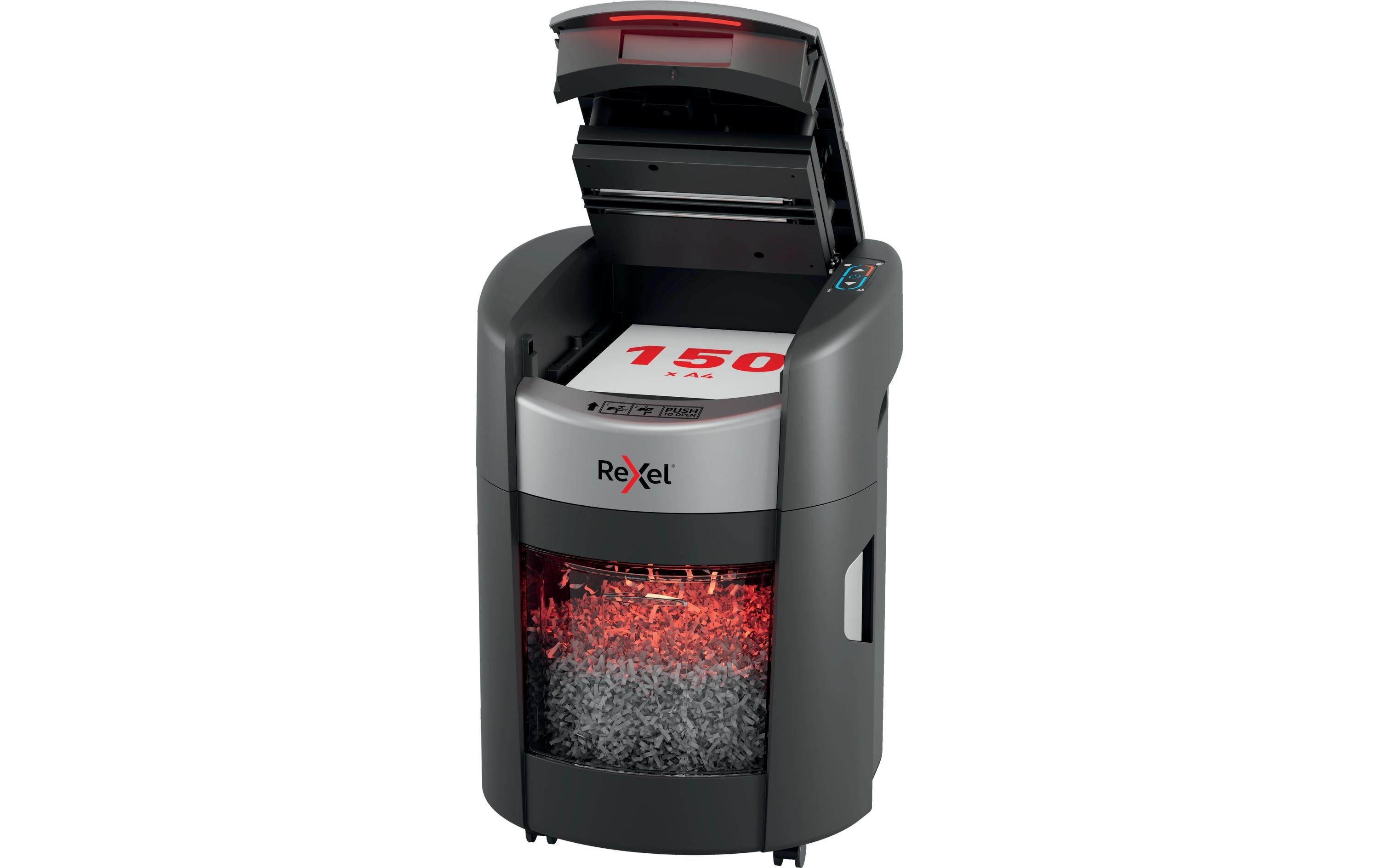 Rexel ShredMax Autofeed 150X Aktenvernichter – Partikelschnitt, P-4, 4 × 10 mm, AutoFeed 150 Blatt, 15 l