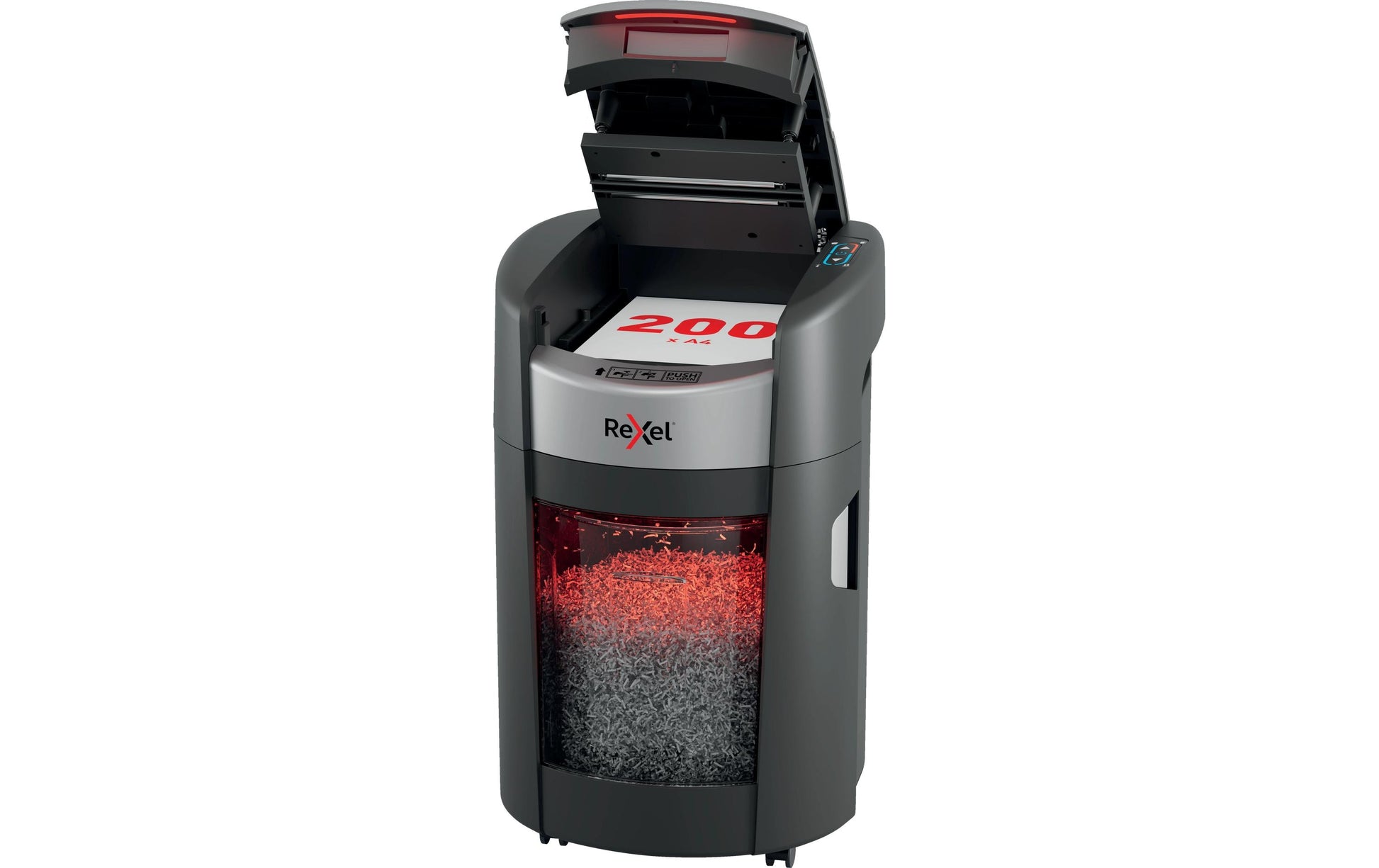 Rexel ShredMax Autofeed 200M Aktenvernichter – Mikroschnitt, P-5, 2 × 5 mm, AutoFeed 200 Blatt, 21 l