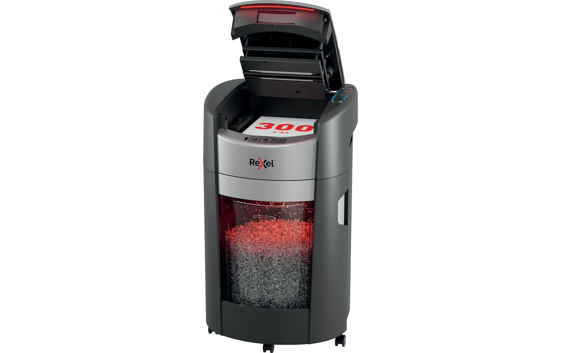 Rexel ShredMax Autofeed 300M Aktenvernichter – Mikroschnitt, P-5, 5 mm, AutoFeed 300 Blatt, 25 l, Kreditkarten
