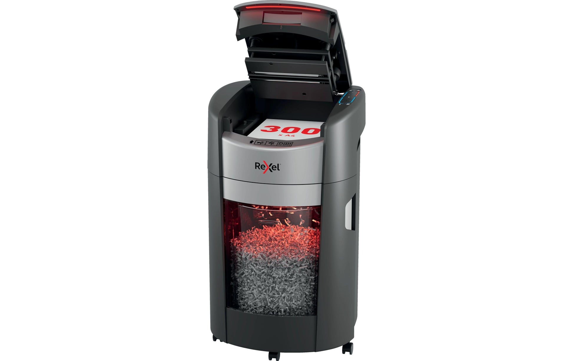 Rexel ShredMax Autofeed 300X Aktenvernichter – Partikelschnitt, P-4, 4 × 10 mm, AutoFeed 300 Blatt, 25 l
