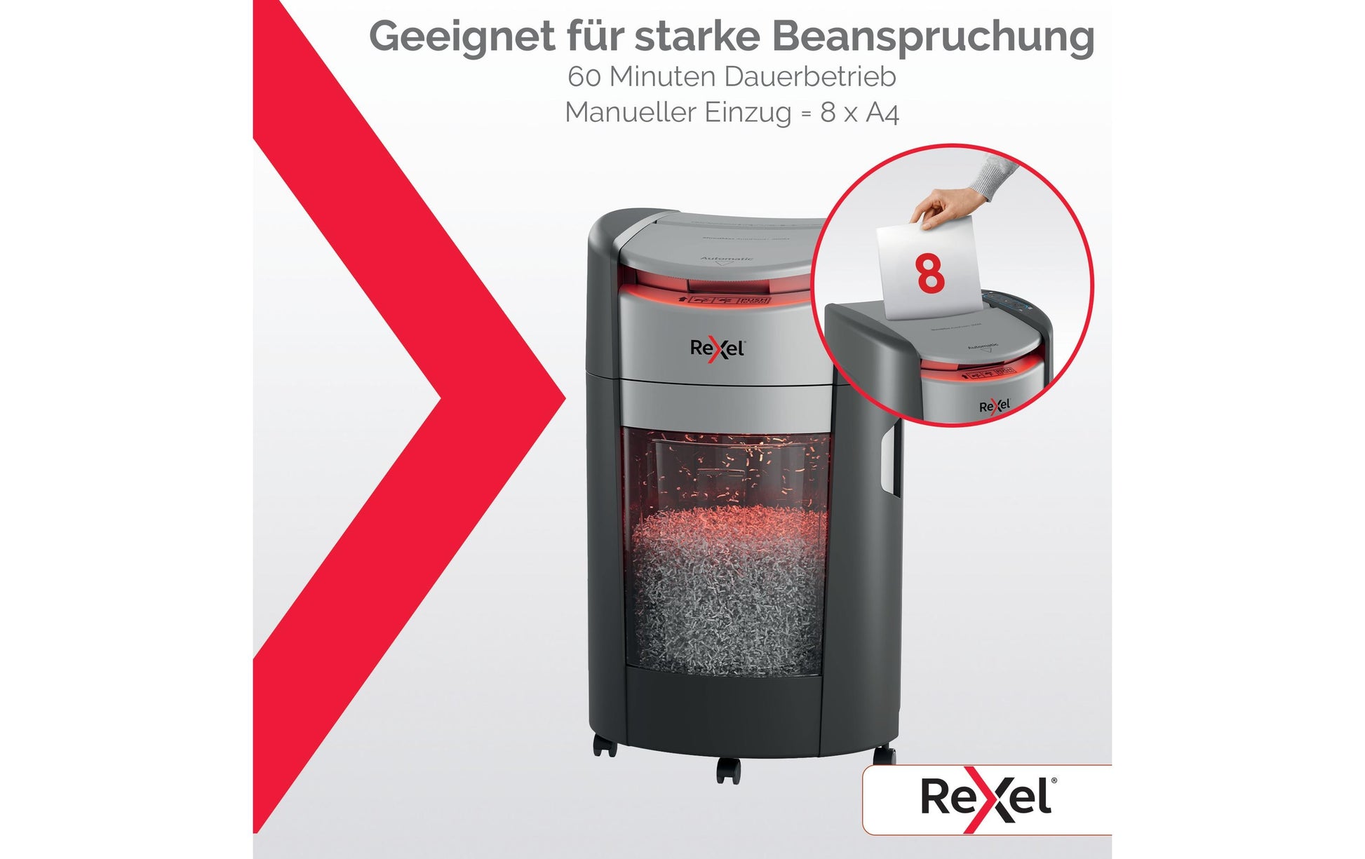 Rexel ShredMax Autofeed 300M Aktenvernichter – Mikroschnitt, P-5, 5 mm, AutoFeed 300 Blatt, 25 l, Kreditkarten