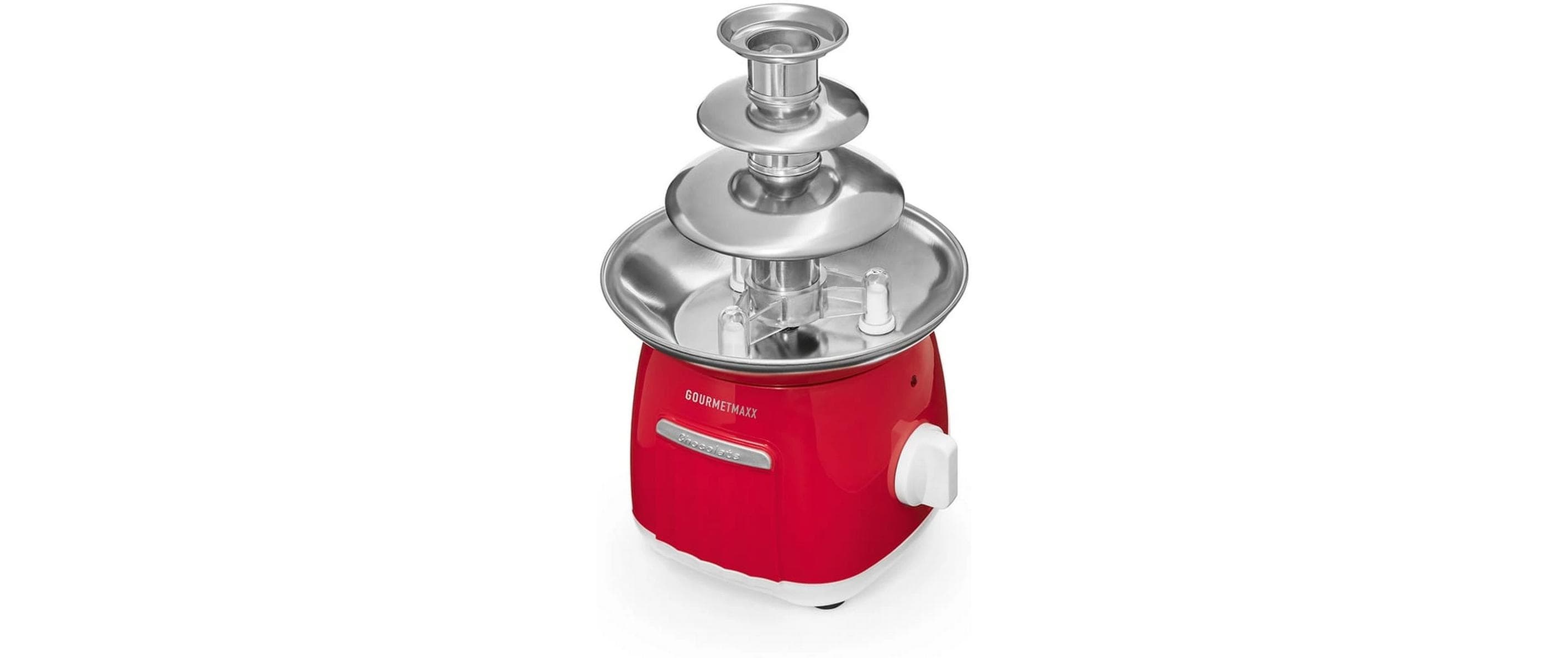 Gourmetmaxx Schokoladenbrunnen – 3 Etagen, 70 W, Aluminium – Rot/Weiss