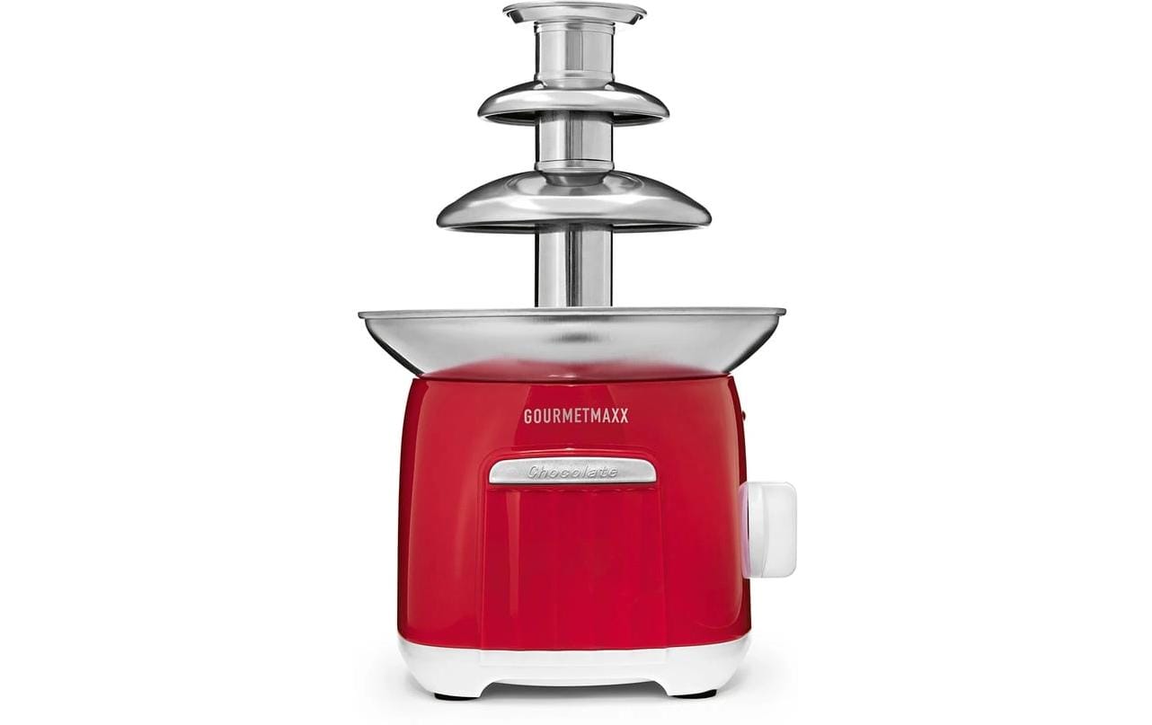 Gourmetmaxx Schokoladenbrunnen – 3 Etagen, 70 W, Aluminium – Rot/Weiss