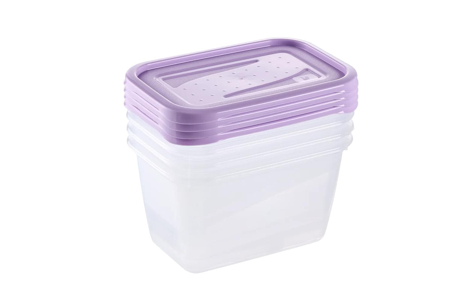 keeeper Vorratsdose 750 ml, 10,5 × 15,5 × 8,5 cm, Polypropylen (PP), 4er-Set, Transparent/Violett