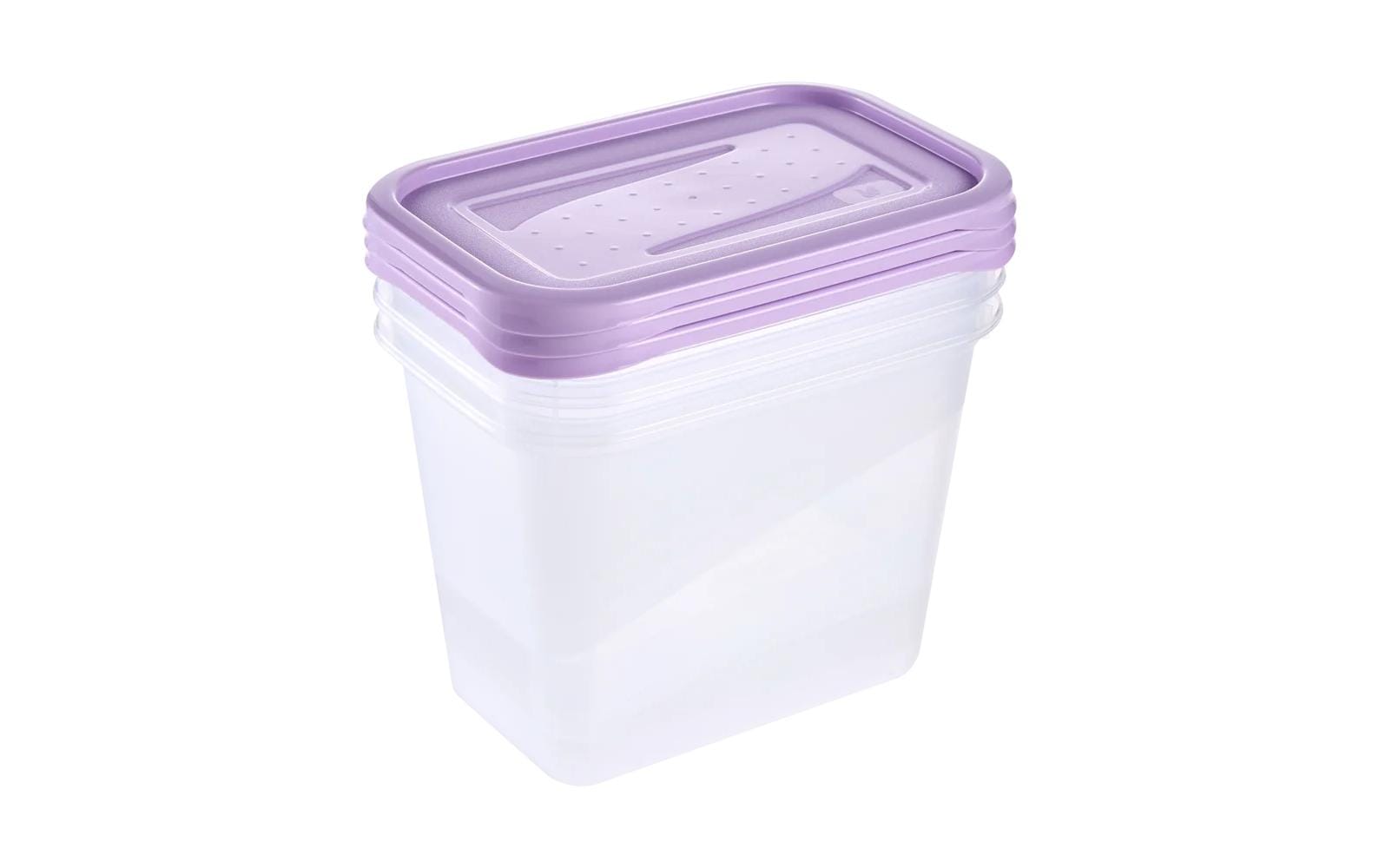 keeeper Vorratsdose 750 ml, 10,5 × 15,5 × 11,5 cm, Polypropylen (PP, recycelt), transparent/violett, 3 Stk.