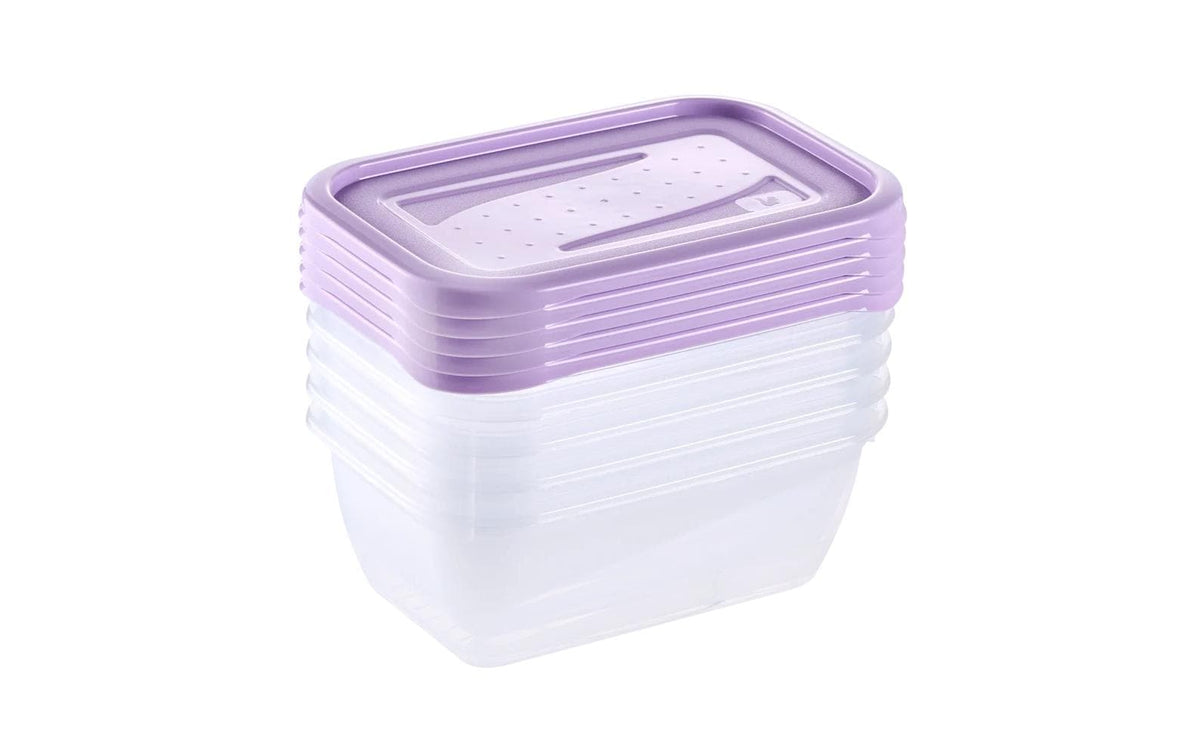 keeeper Vorratsdose 500 ml, 10,5 × 15,5 × 6 cm, Polypropylen (PP), 5 Stk., transparent/lila