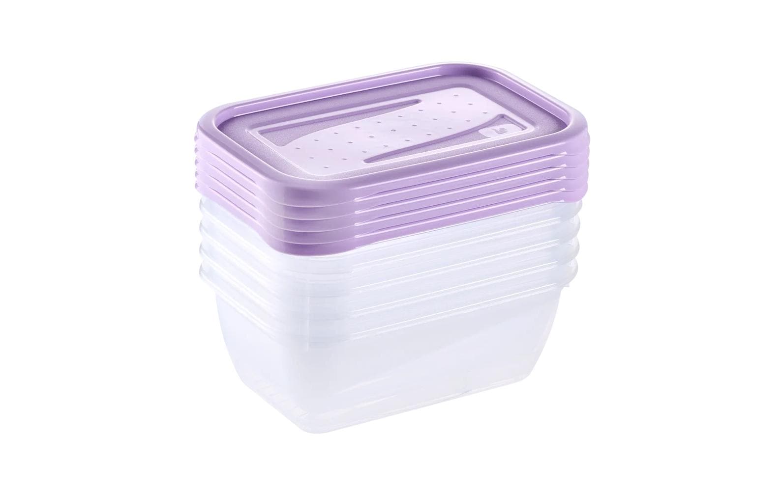 keeeper Vorratsdose 500 ml, 10,5 × 15,5 × 6 cm, Polypropylen (PP), 5 Stk., transparent/lila