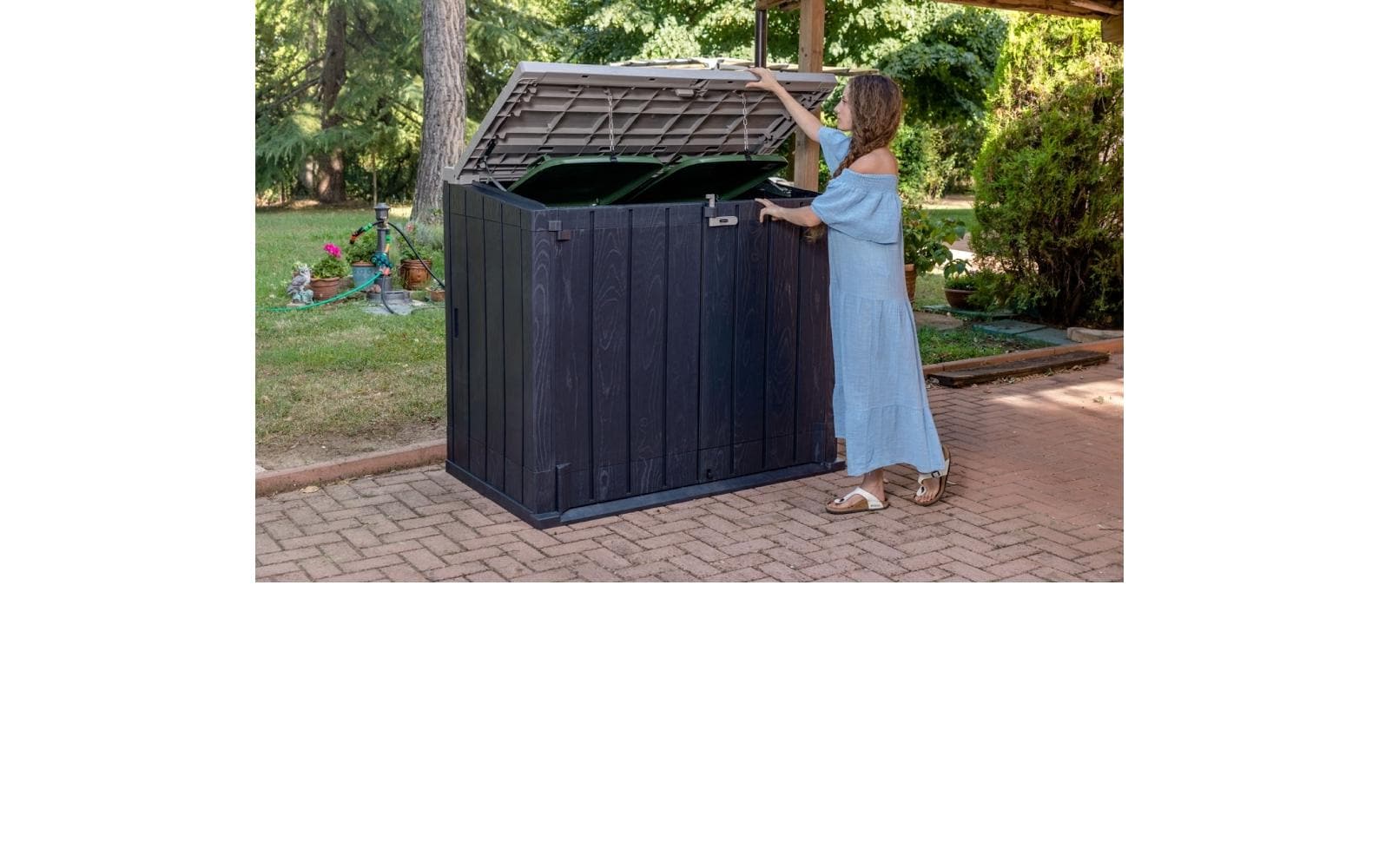 Toomax Stora Way Mülltonnenbox 1270 l – Kunststoff – Grau – UV-Schutz – 1450 × 1245 × 850 mm