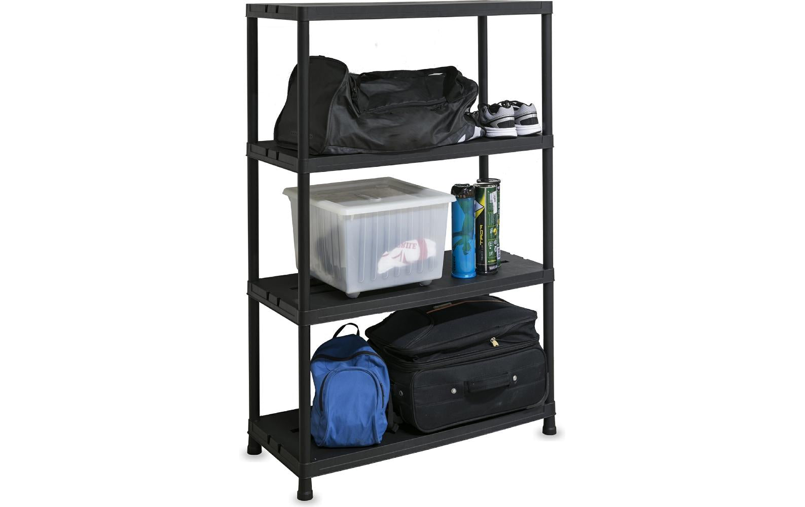 Toomax Freistehendes Büro-/Lagerregal – 4 Böden – 90 × 40 × 138 cm – 100 kg/Boden – Schwarz – Kunststoff