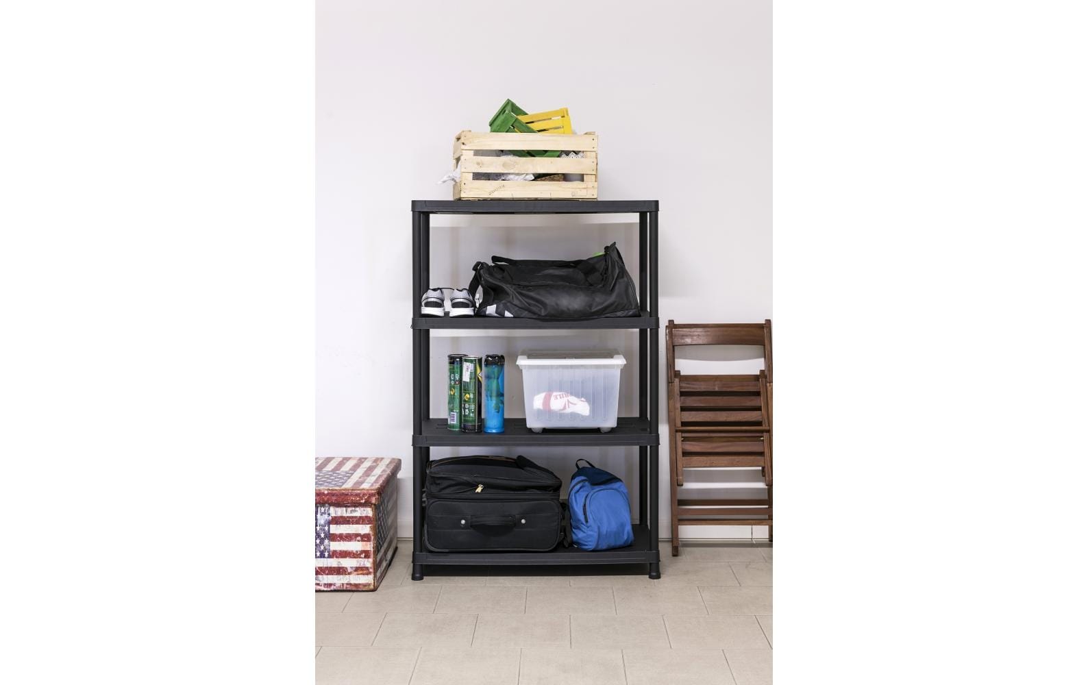 Toomax Freistehendes Büro-/Lagerregal – 4 Böden – 90 × 40 × 138 cm – 100 kg/Boden – Schwarz – Kunststoff