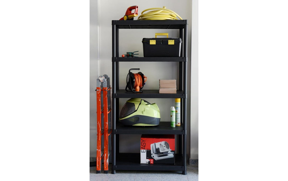 Toomax Freistehendes Büro-/Lagerregal – 5 Böden – 90 × 60 × 180 cm – 100 kg/Boden – Schwarz – Kunststoff