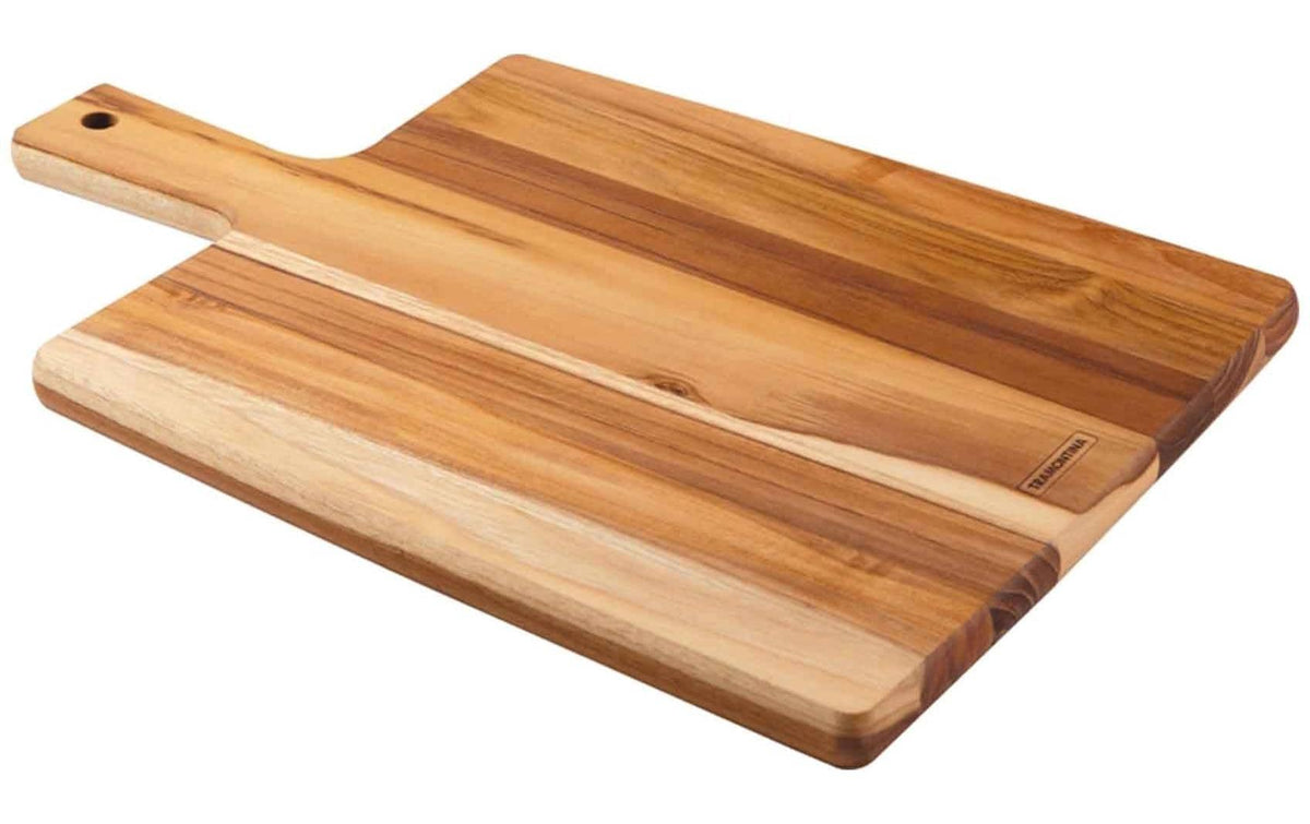 Tramontina Schneidebrett 27 × 40 × 1,8 cm, Teakholz, mit Griffen, Braun