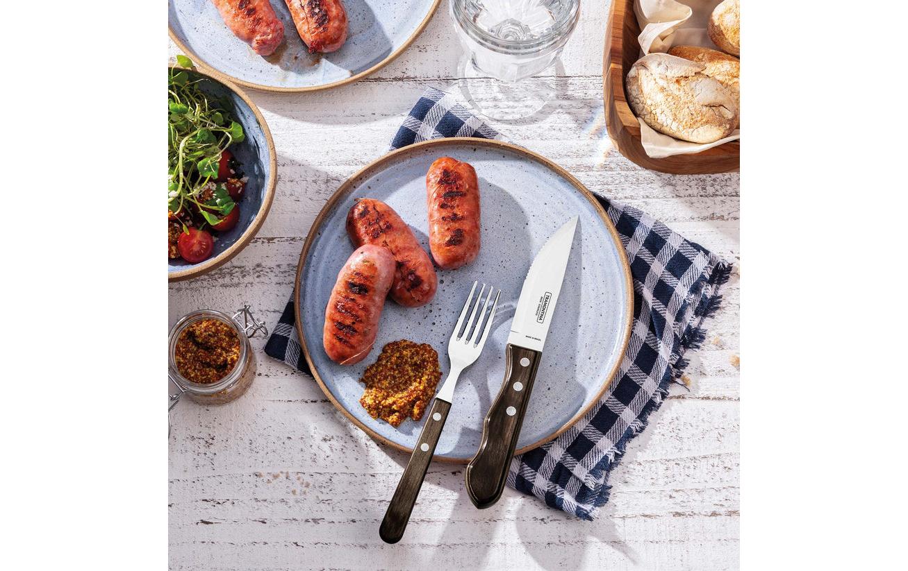 Tramontina Churrasco Jumbo Grillbesteck-Set – 12-teilig, Edelstahl, Polywood-Griff, Braun, spülmaschinenfest