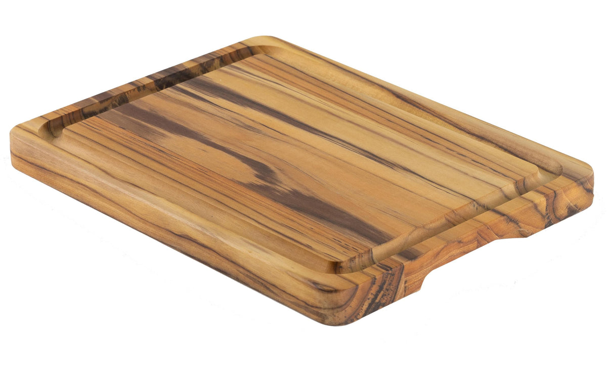 Tramontina CHURRASCO PREMIUM – Schneidebrett 30 × 40 × 3 cm, Teakholz, mit Saftrille, Braun