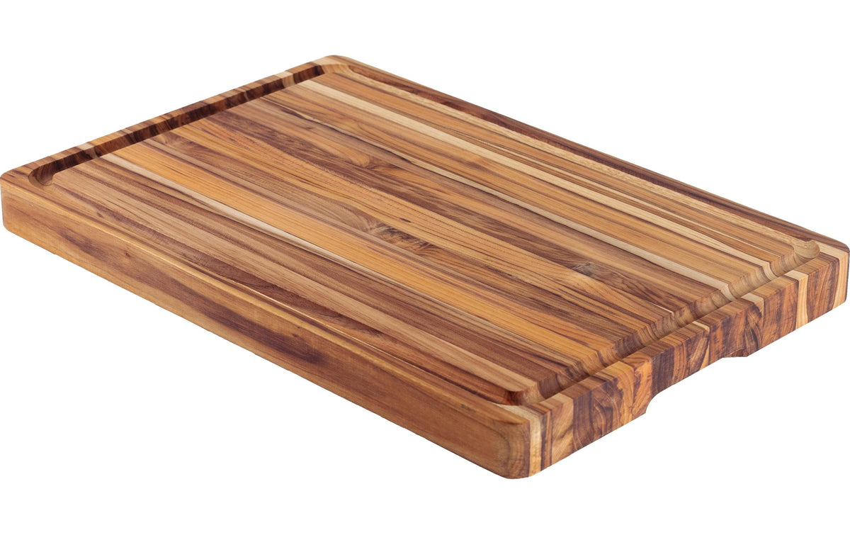 Tramontina Schneidebrett 60 × 40 × 4,5 cm, Teakholz, mit Saftrille, mit Griffen