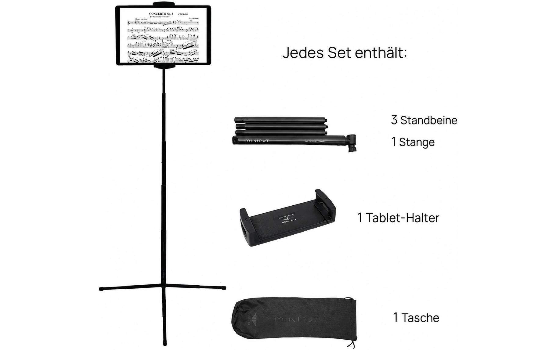 Miniput Notenständer für Tablets – Schwarz – DOLFINOS