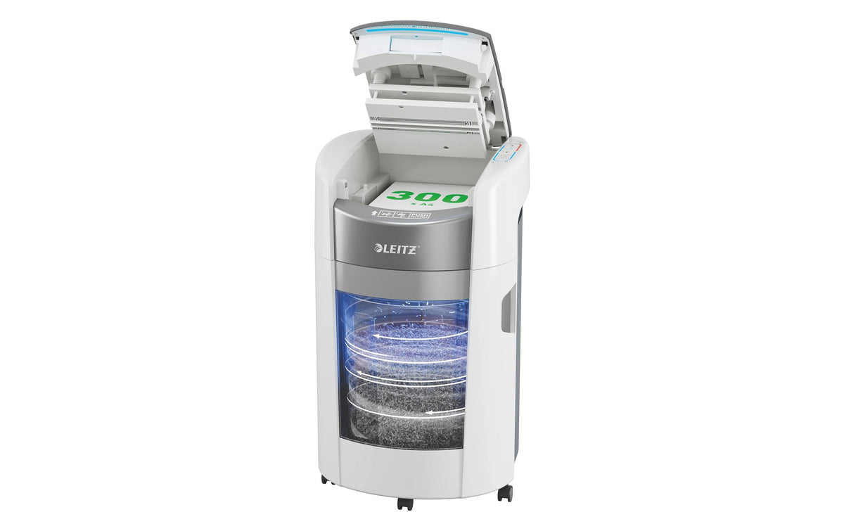 Leitz bürogeräte Leitz IQ OptiMax Autofeed 300M Aktenvernichter – Mikroschnitt, P-5, 2 × 15 mm, AutoFeed 300 Blatt