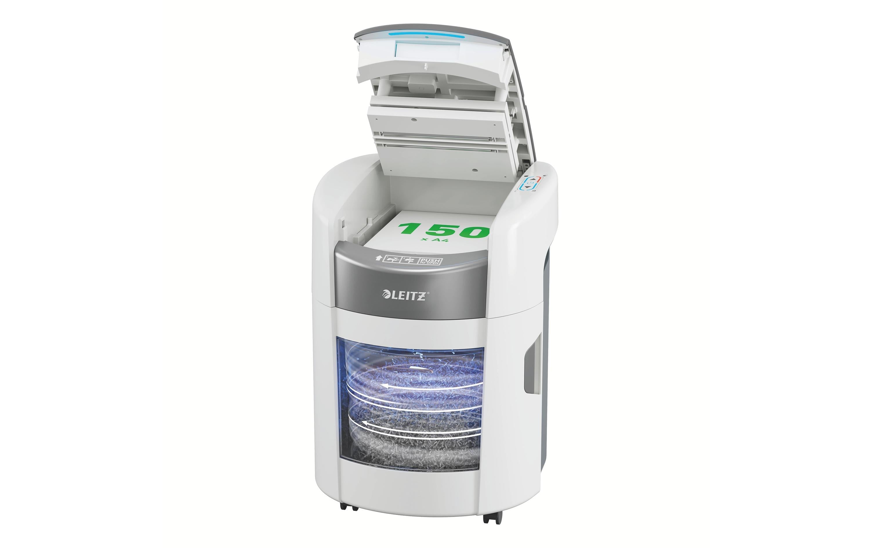 Leitz bürogeräte Leitz IQ OptiMax Autofeed 150M Aktenvernichter – Mikroschnitt, P-5, 2 × 5 mm, 150 Blatt, 15 l