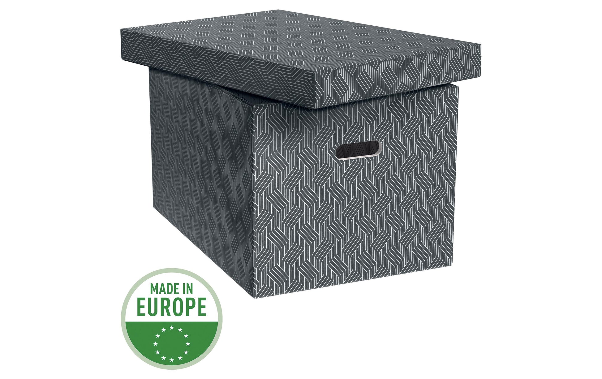 Von Aufbewahrungsbox 46 l (mit Deckel) – Karton – Grau – 355 × 305 × 510 mm – 3 Stück