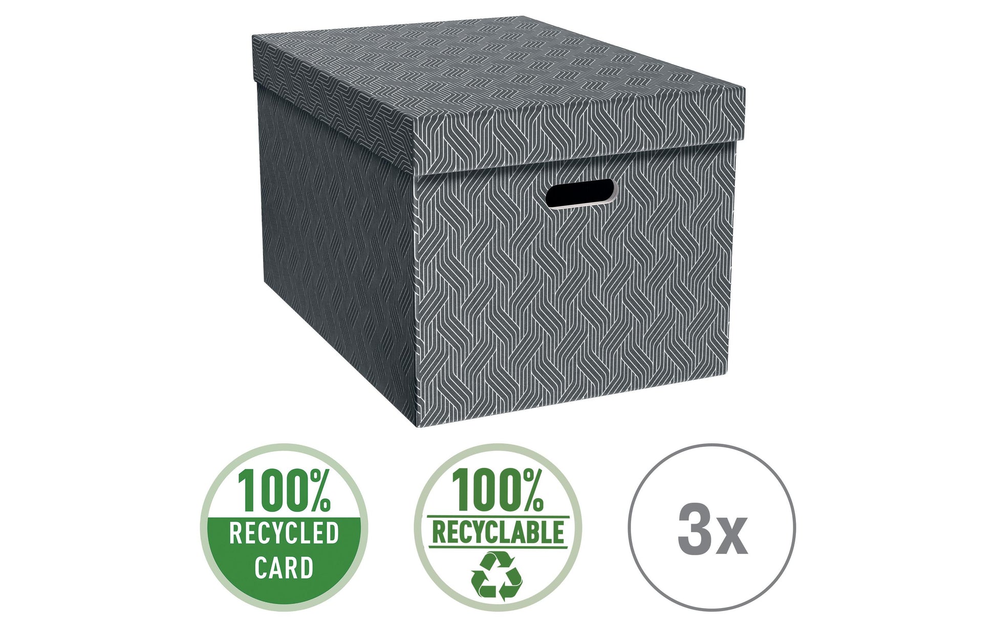 Von Aufbewahrungsbox 46 l (mit Deckel) – Karton – Grau – 355 × 305 × 510 mm – 3 Stück