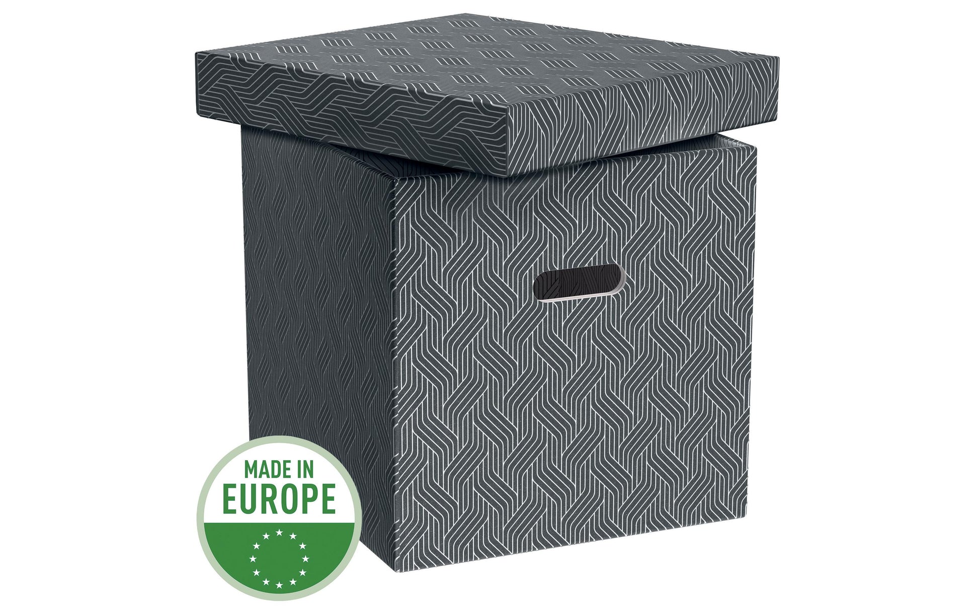 VON Cube Aufbewahrungsbox 29 l (mit Deckel) – Karton – Grau – 320 × 315 × 365 mm – 3 Stück