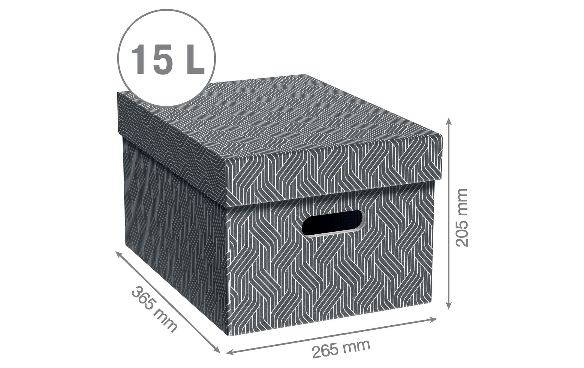 Von Aufbewahrungsbox 15 l (mit Deckel) – Karton – Grau – 265 × 205 × 365 mm – 3 Stück