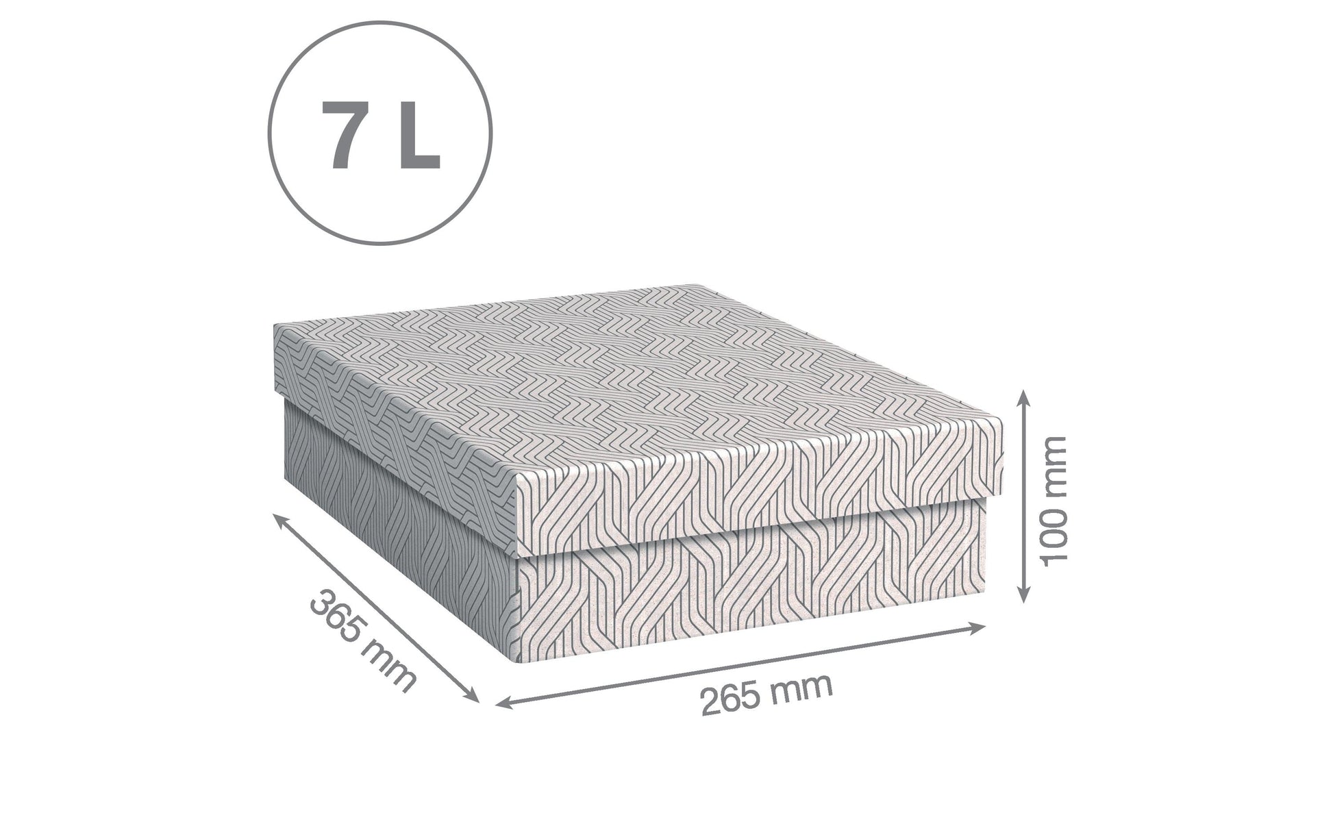 Von Aufbewahrungsbox 7 l (mit Deckel) – Karton – Weiss – FSC – 265 × 100 × 365 mm – 3 Stück