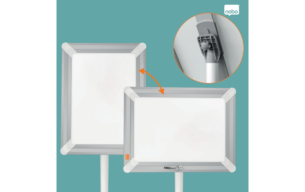 Nobo Infoständer A4 – abschliessbar – Aluminium/Polypropylen, silber – 1915739