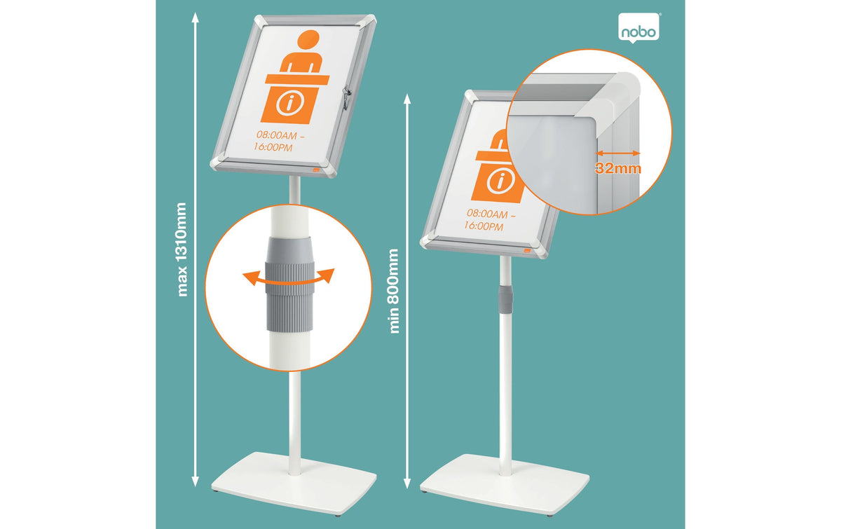 Nobo Infoständer A3 – abschliessbar – Aluminium, silber – Premium Plus