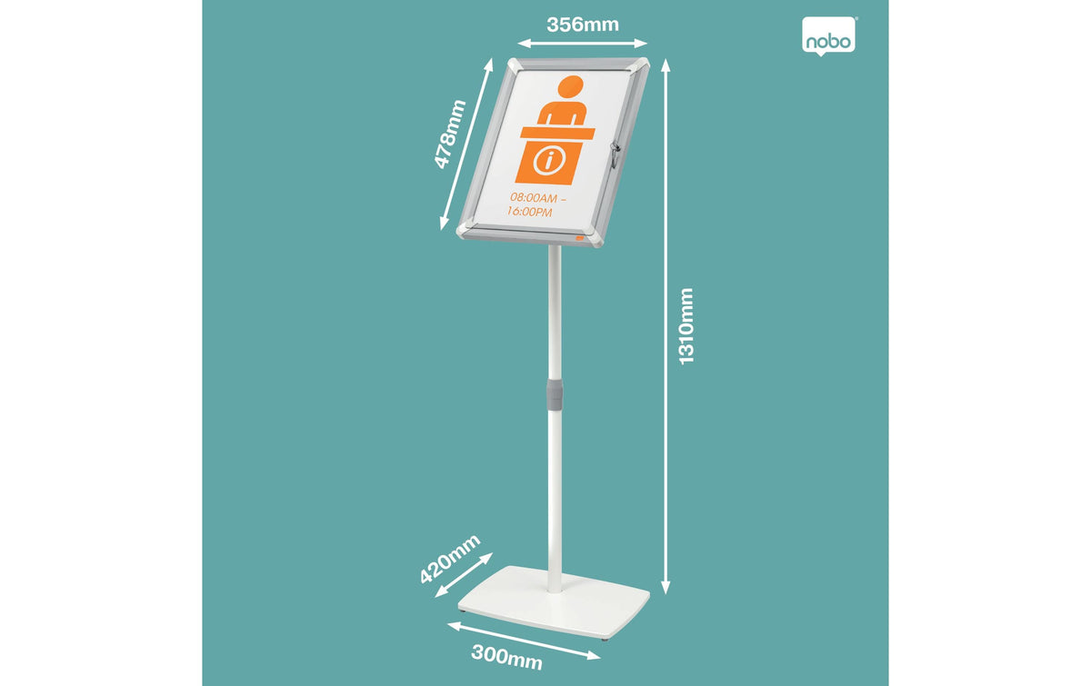 Nobo Infoständer A3 – abschliessbar – Aluminium, silber – Premium Plus