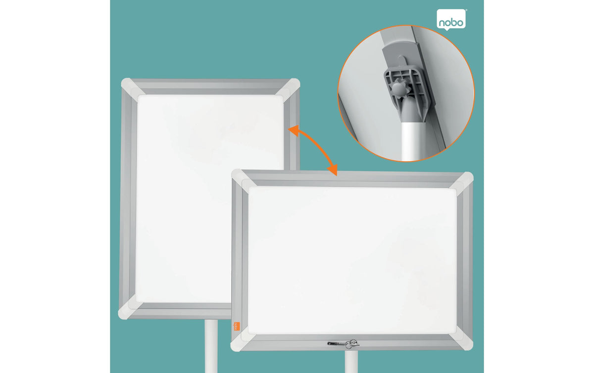 Nobo Infoständer A3 – abschliessbar – Aluminium, silber – Premium Plus