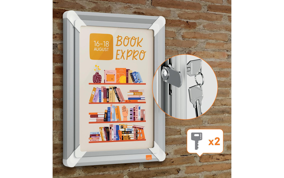 Nobo Plakatrahmen Premium Plus – für A4 – silber – Aluminium/Polypropylen – 267×356×27 mm