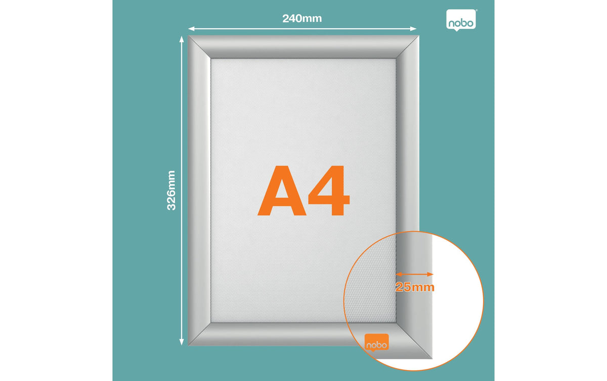 Nobo Plakatrahmen Impression Pro – für A3 – silber – Aluminium – 326×444×11 mm