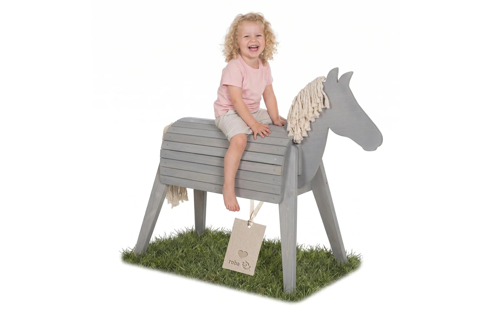 Roba Spielpferd Outdoor – ab 3 Jahren – Holz, grau